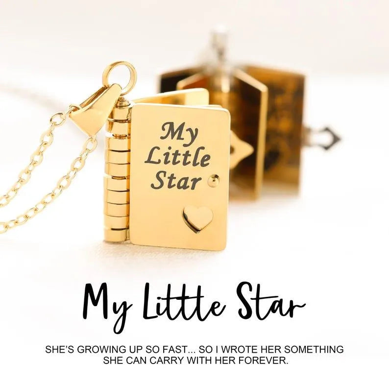 Personalized My Little Star Book Necklace for Daughter Adjustable Pendant Gift