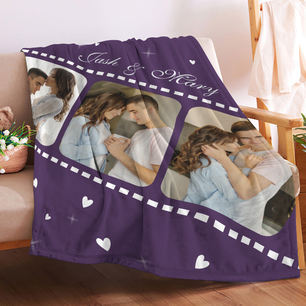 Valentine's Day Personalized Movie Film Photos and Text Blankets