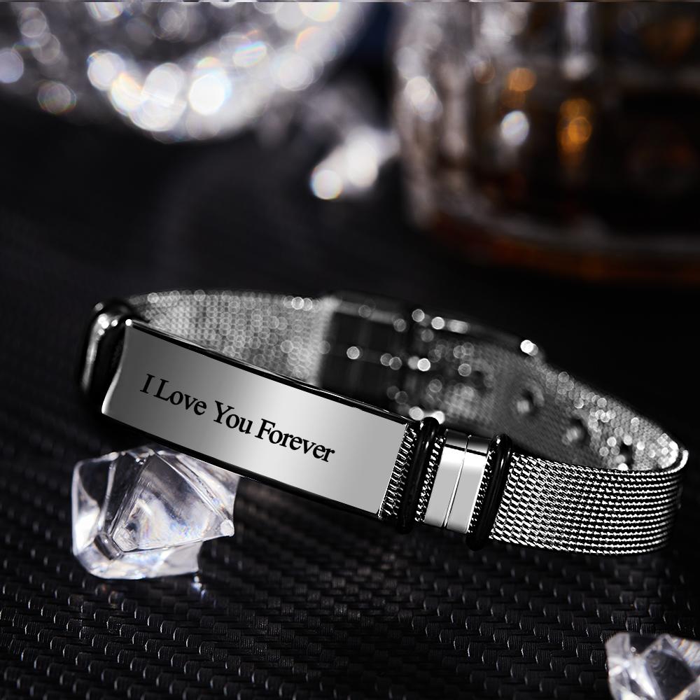 Personalized Engraved Text Black Bracelet