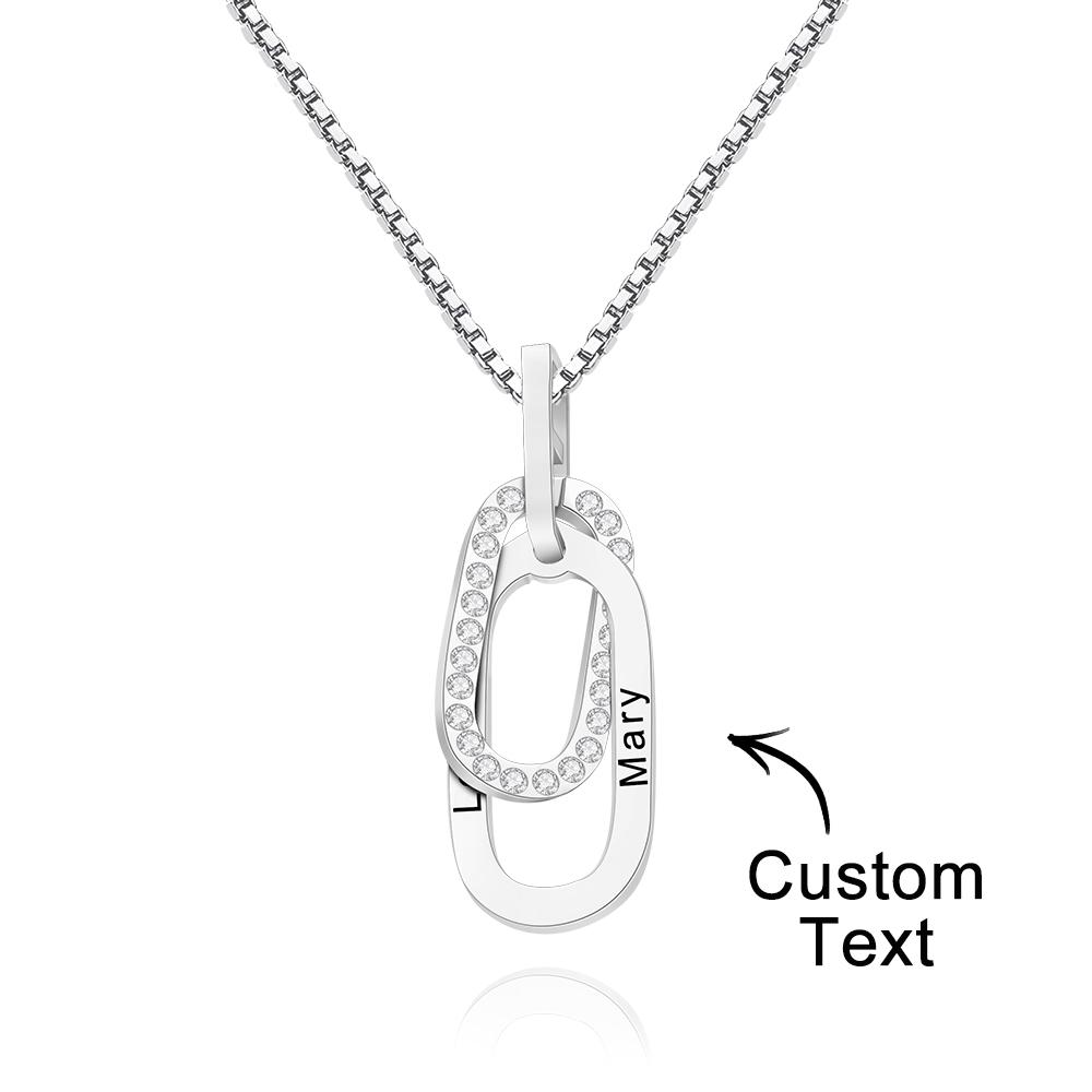 Custom Engraved Necklace Double Ring Necklace Unique Gift for Women