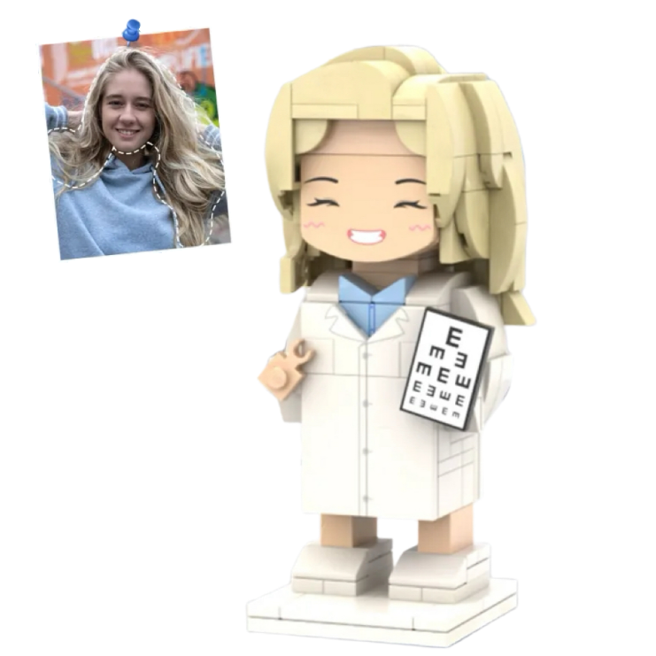 Personalized Head Custom Text Brick Figures Holding Eye Chart Doctor's Day Gift Career Gift For Her