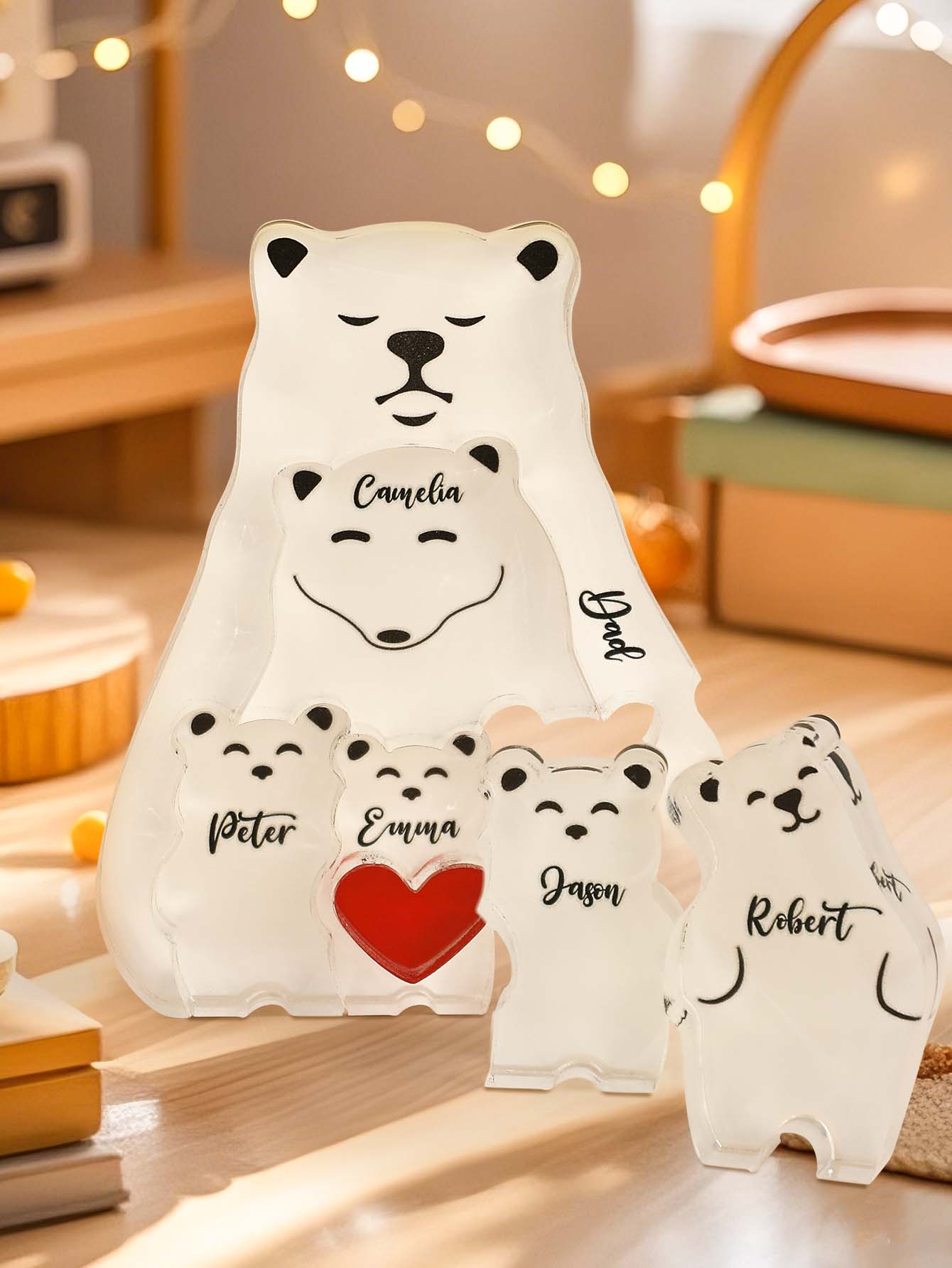Personalized Bear Puzzle Single Parent Bears Family Block Puzzle Gifts for Mother Father