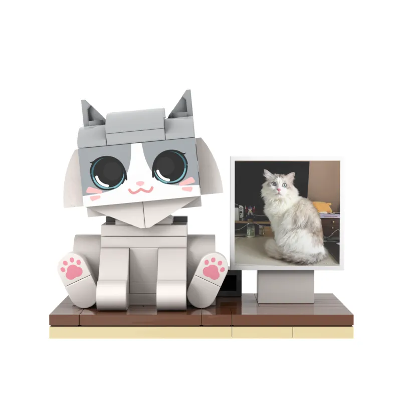 Custom Cat Brick Figures Fully Body Customizable 1 Cat Photo Small Particle Block Customized Cat Only(Fixed posture as shown in the picture)
