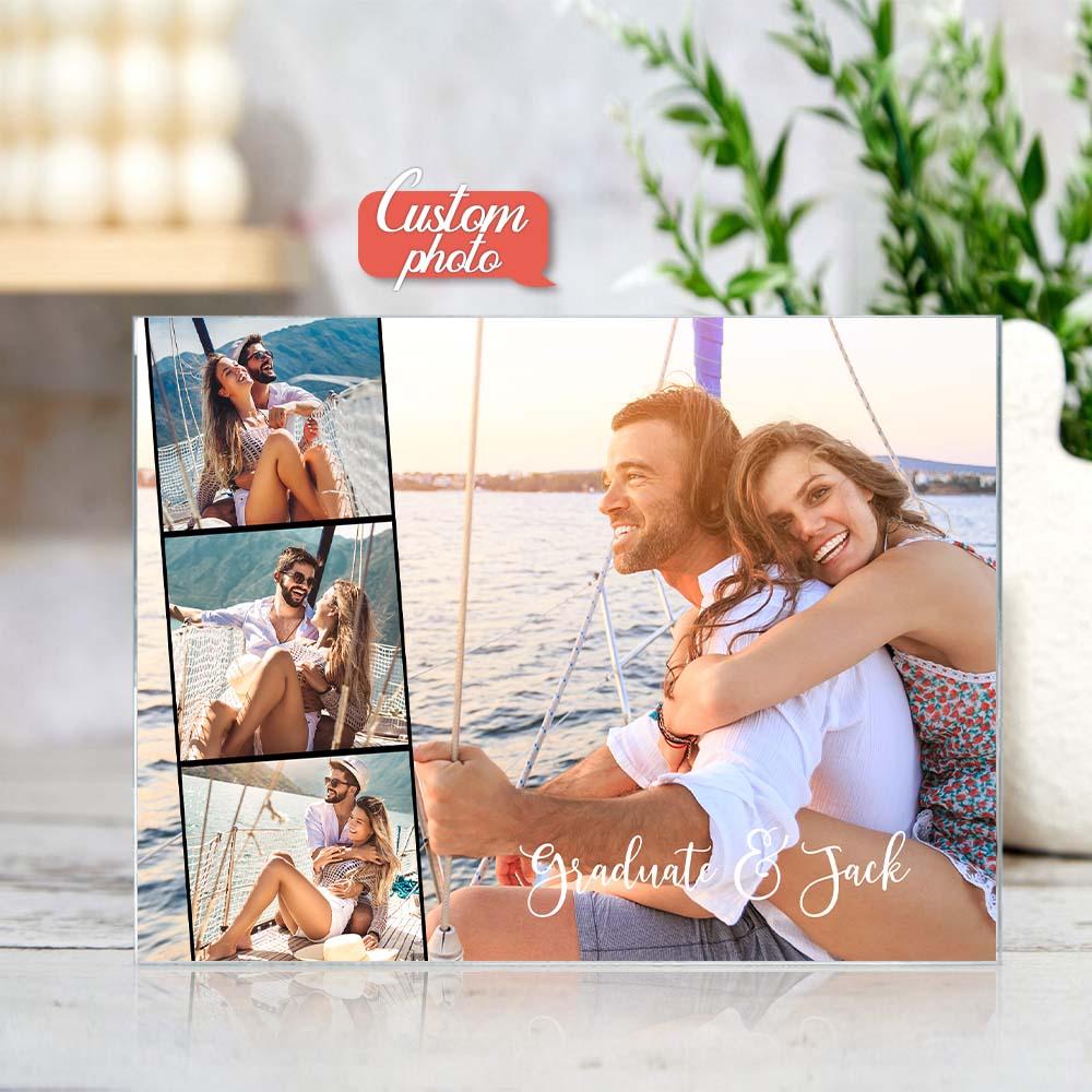 Customize 4 Photo Art Plaque Personalized Photo Name Home Living Plaque Gift