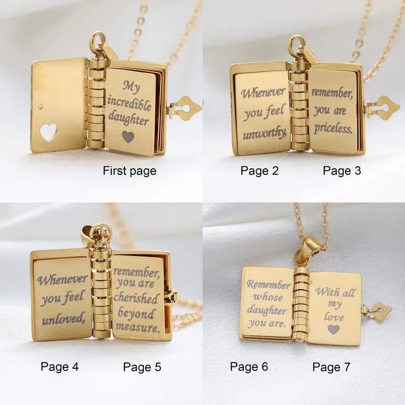 Personalized My Little Star Book Necklace for Daughter Adjustable Pendant Gift