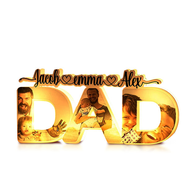 Personalized Father's Day Night Lamp Custom Acrylic Family Photo Dad Night Light with Name copy 1