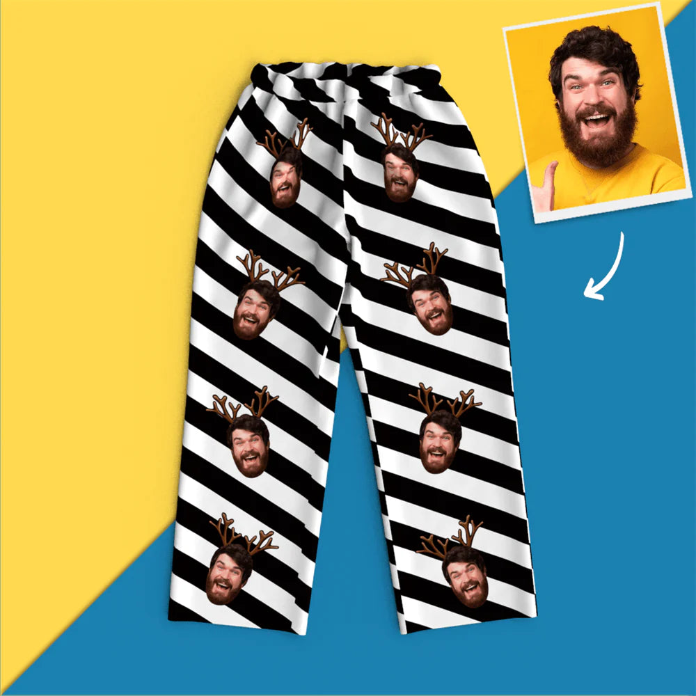 Custom Face Christmas Long Sleeve Pajamas Set Elk