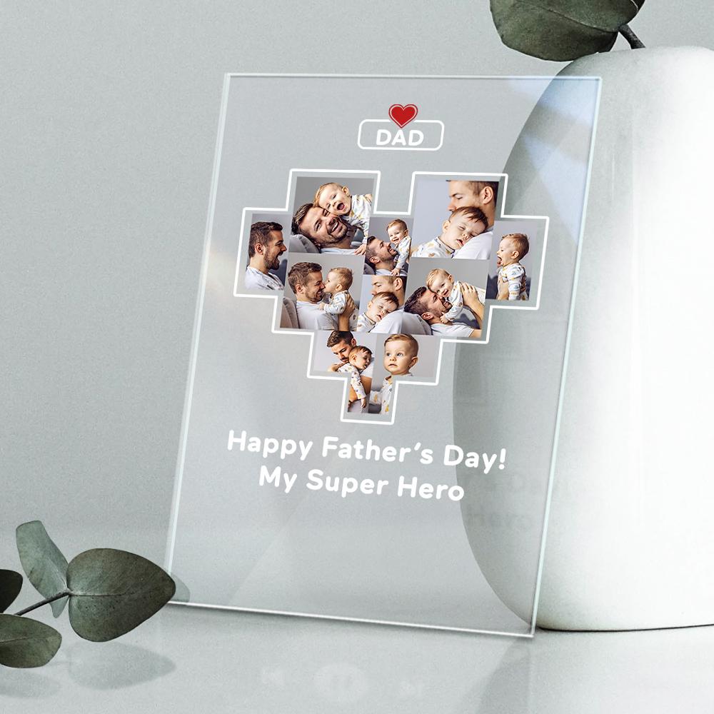 Father's Day Gift Custom Photo Plaque Personalized Glass Nightlight Gift