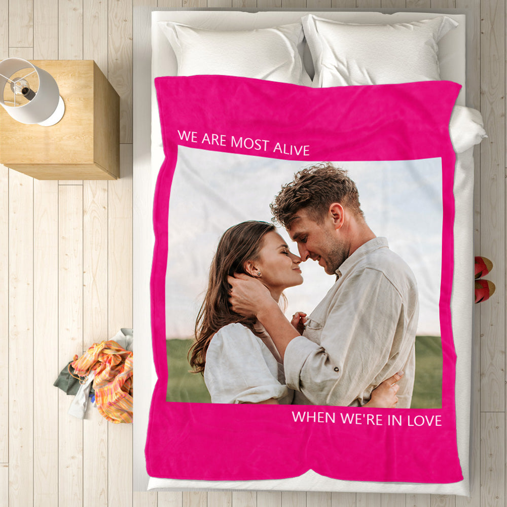 Custom Photo Blanket Fleece Throw Blanket With Text