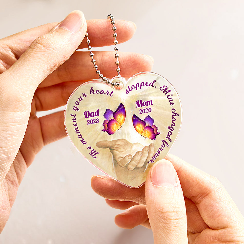 Personalized Butterfly Car Ornament with Name Heart Memorial Ornament Gift