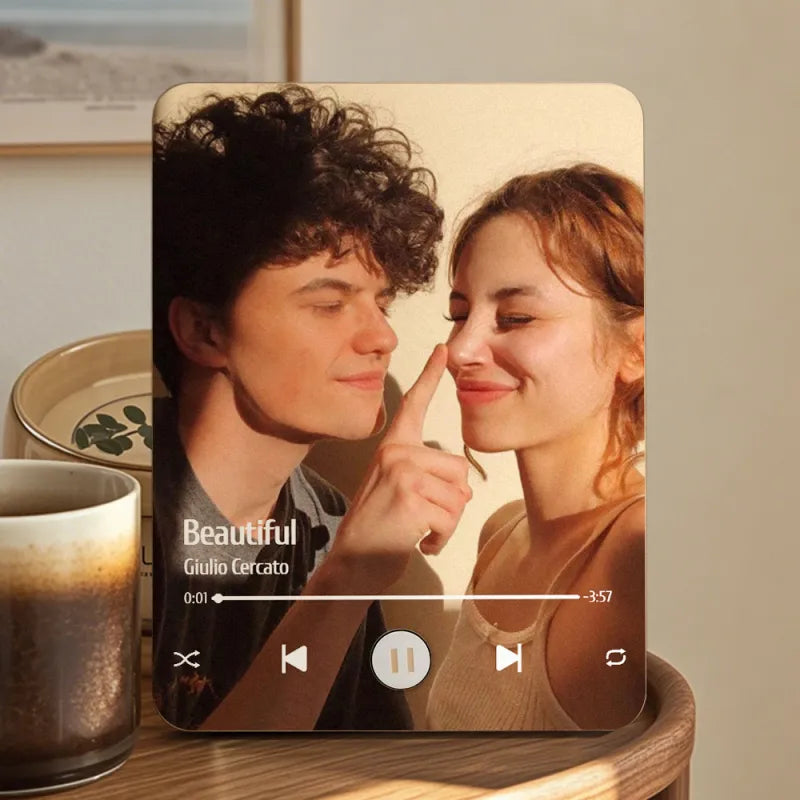 Custom Music Photo Frame That Plays Music Without Cell Phone Wooden Music Record Player Wedding Anniversary Gifts