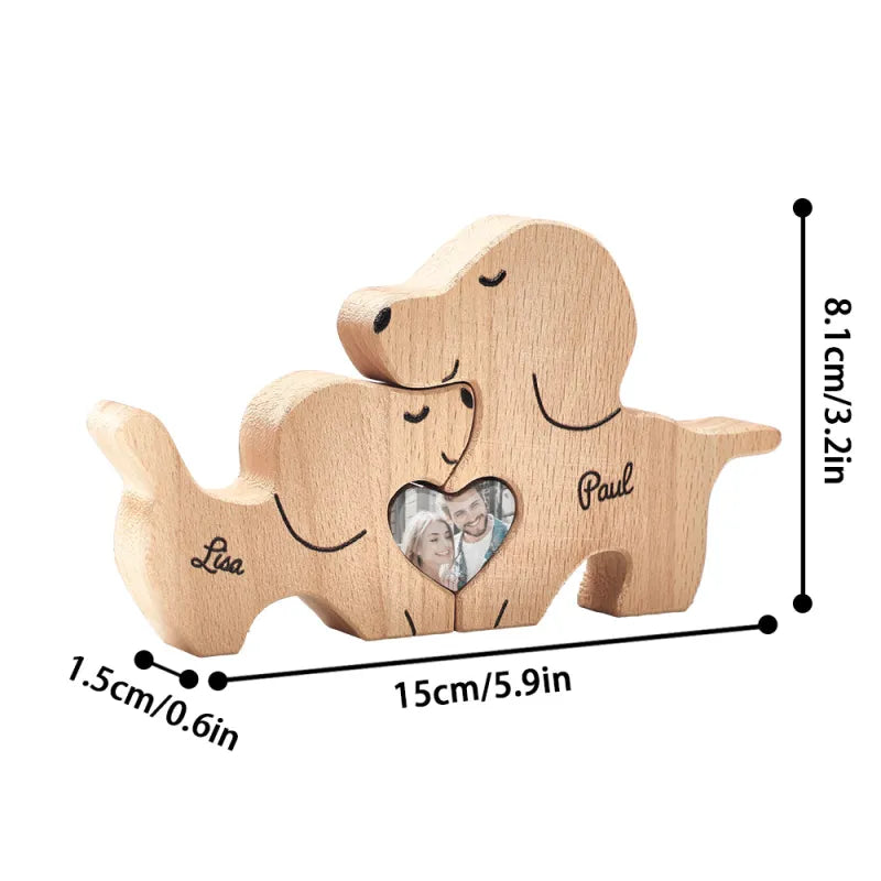 Personalized Wooden Dog Couple Love Heart Puzzle Custom Valentine's Day Gifts