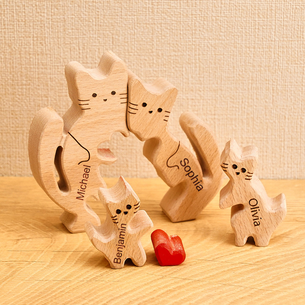Whiskered Wonder: Wooden Cat Puzzle Piece for Endless Fun