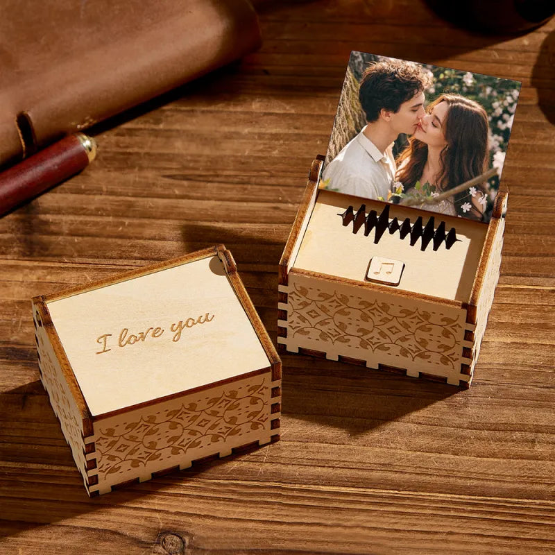Personalized Wooden Photo Music Box Custom Song Voice Unique Anniversary Gift