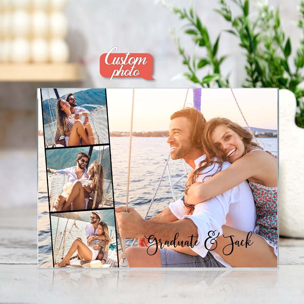 Customize 4 Photo Art Plaque Personalized Photo Name Home Living Plaque Gift