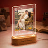 Custom Photo Social Media Style Night Light with Engraved Text Wooden Base Home Decor Valentines Gift