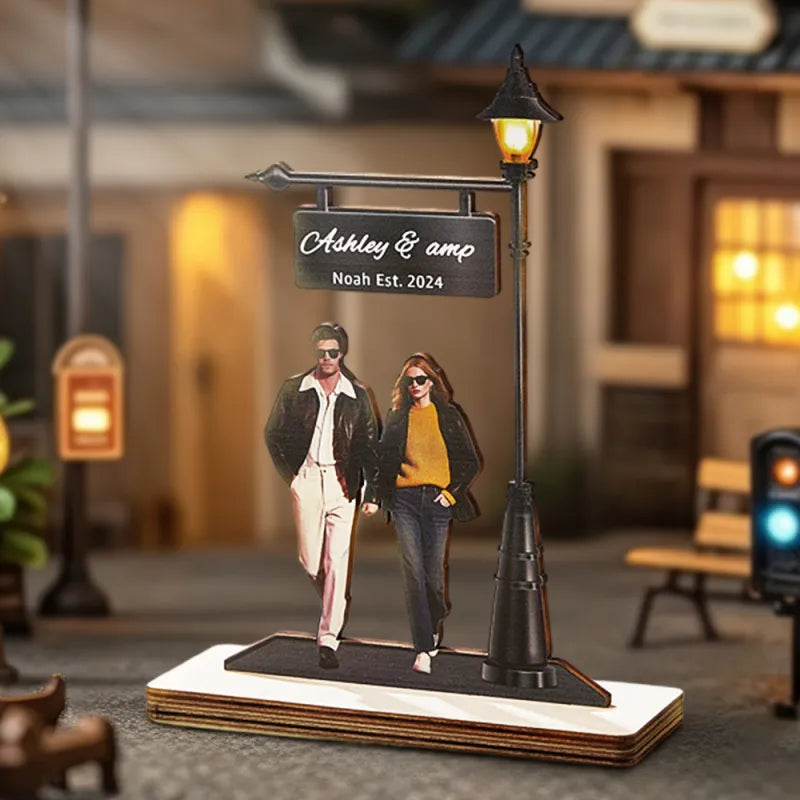 Personalized Couple Photos Standing Light Plate Wooden Gift Valentines Gift