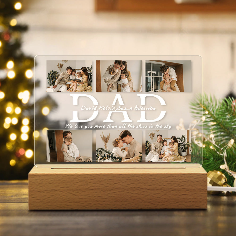 Personalized DAD LED Night Light Custom 6 Photos and Text Acrylic Lamp copy 1