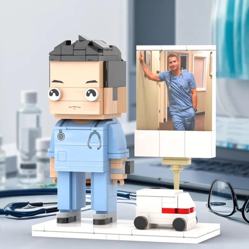 Full Body Customized 1 Person Brick Figures with Photo Doctor Theme Gift Birthday Gift Valentines Gift Father's Day Gift