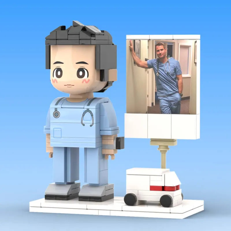 Full Body Customized 1 Person Brick Figures with Photo Doctor Theme Gift Birthday Gift Valentines Gift Father's