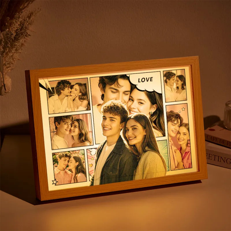Custom Photo Light Photo Collage Love Couple Lamp Anniversary Gifts Valentines Gift Christmas Gift