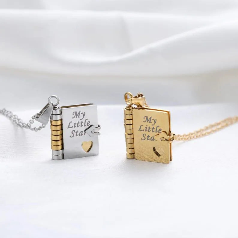 Personalized My Little Star Book Necklace for Daughter Adjustable Pendant Gift
