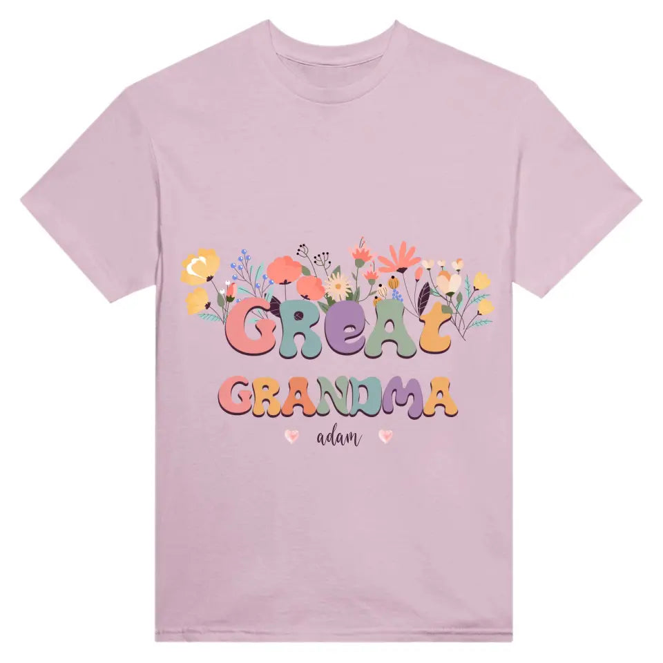 T-Shirt - Grandma With Flowers And Grandchildren