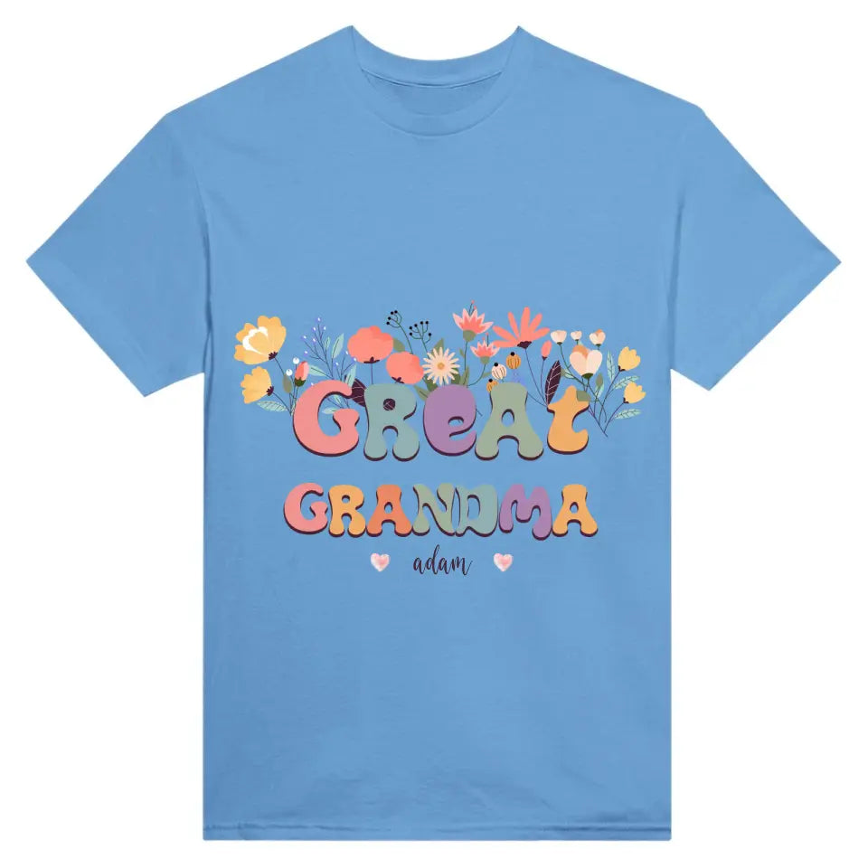 T-Shirt - Grandma With Flowers And Grandchildren