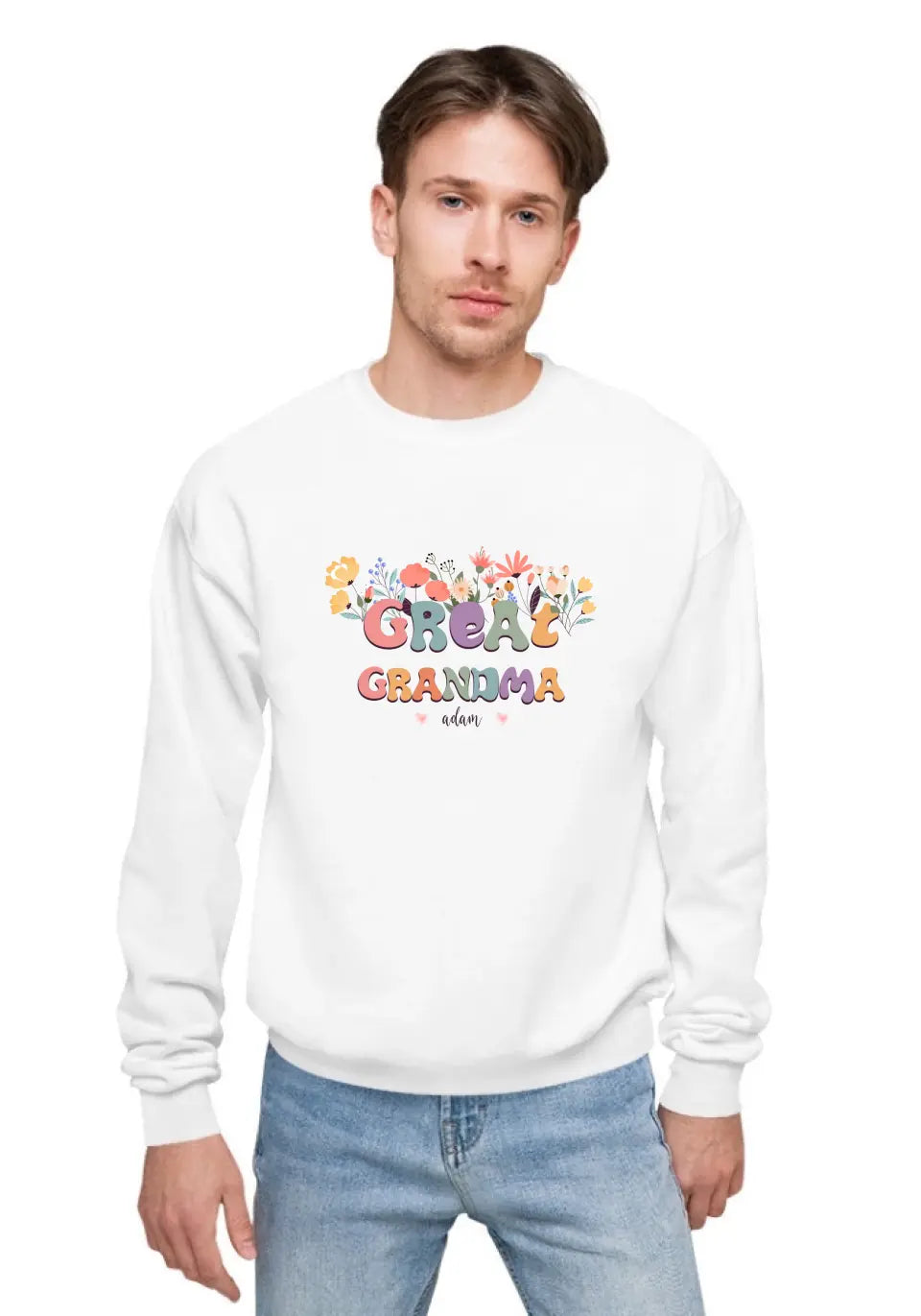 T-Shirt - Grandma With Flowers And Grandchildren