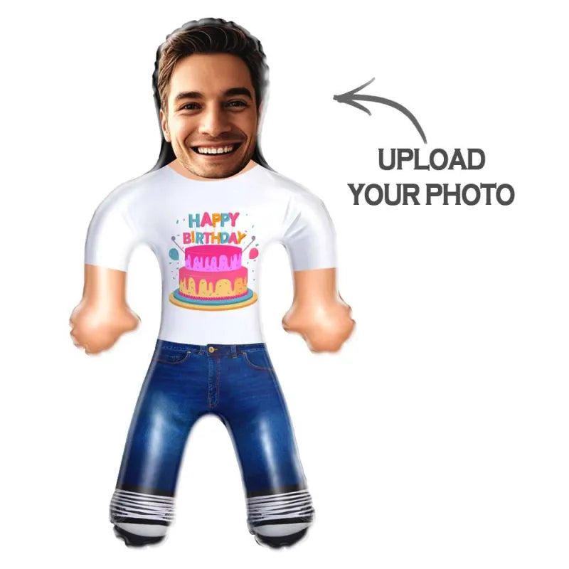 Custom Face Birthday Cake T-shirt Blow Up Dolls Funny Inflatable Balloon Custom Air Doll for Party Favors