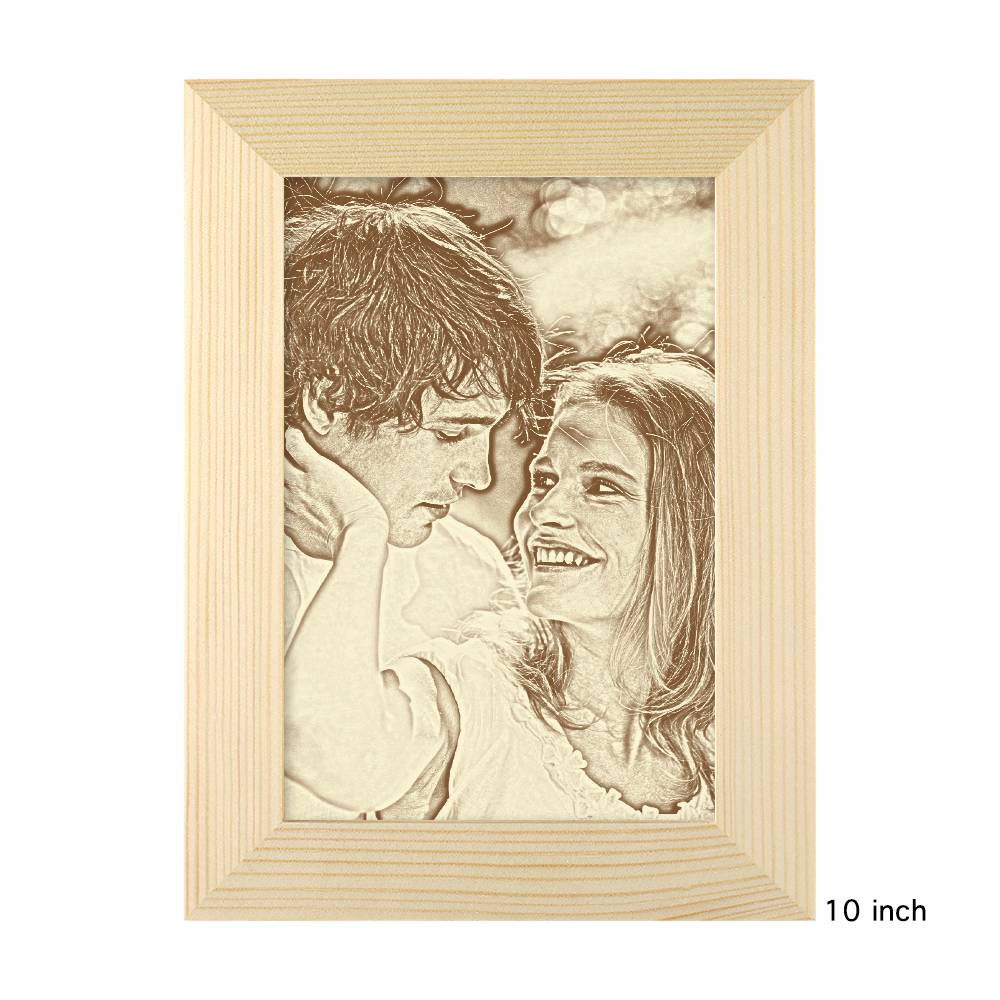 Personalized Engraved Photo Frame Wooden Sketch Effect - 6 Inches 8 Inches 10 Inches