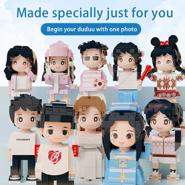 Full Body Customized 1 Person Duddu Brick Figures Valentine's Day Gift Birthday Gift for Her