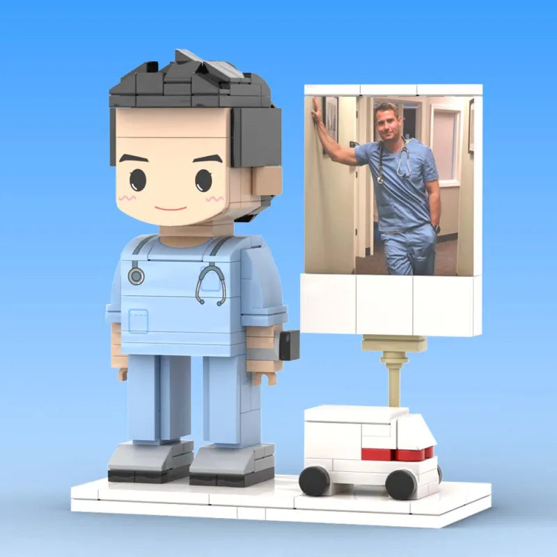 Full Body Customized 1 Person Brick Figures with Photo Doctor Theme Gift Birthday Gift Valentines Gift Father's