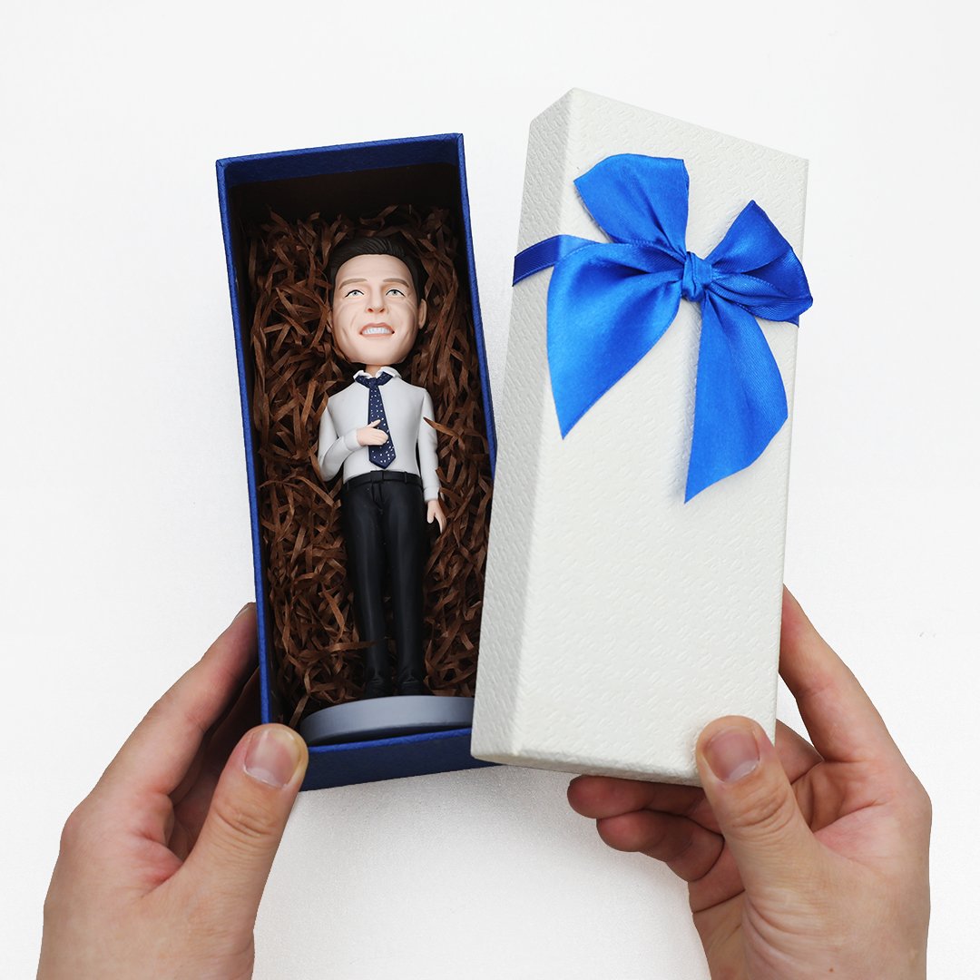 Little Boy Playing Football Custom Bobblehead With Engraved Text