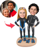 Diving Couple On The Beach Custom Bobblehead With Engraved Text