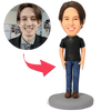 Casual Male in Jeans Custom Bobblehead With Engraved Text