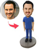 Male Medical Professional in Blue Scrubs Custom Bobblehead With Engraved Text