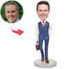 Business men's suit briefcase Custom Bobblehead Engraving with Text