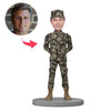 Custom Military Bobblehead With Engraved Text - Army Soldier in Uniform