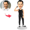 Man Holding A Phone Custom Bobblehead With Engraved Text