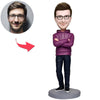Purple Clothes Modern Man Custom Bobbleheads With Engraved Text