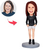 Black Clothes Modern Woman Custom Bobbleheads With Engraved Text