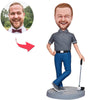 Cool Golfer Male Custom Bobbleheads With Engraved Text