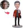 Casual Man In Scarf Custom Bobbleheads With Engraved Text