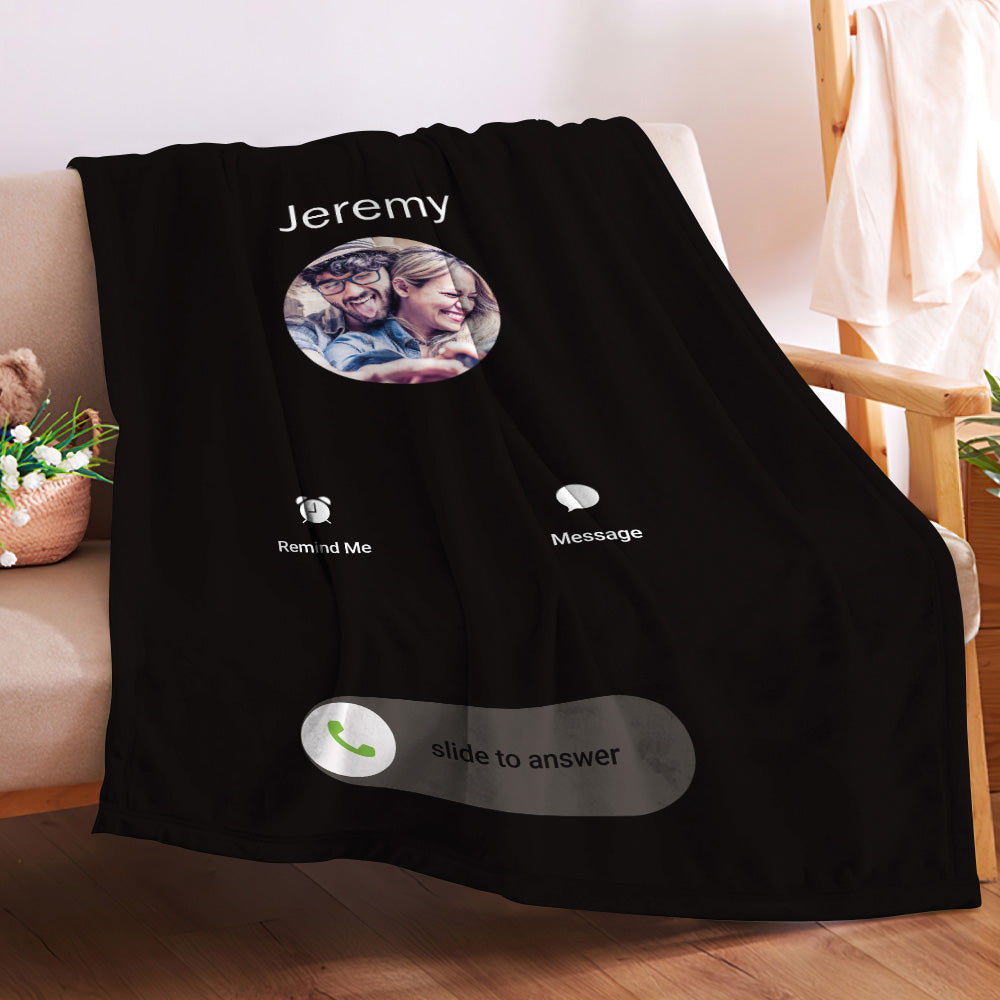 Custom Photo Blanket Personalized Incoming Call Photo and Text Blanket Best Valentine's Day Gifts for Her