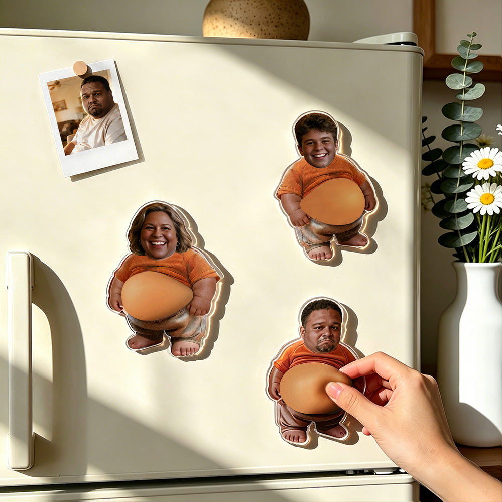 Custom 3 Stickers Face Squishy Belly Anti-collision Fridge Magnet – Soft Squeeze Belly Cute Funny Father's Day