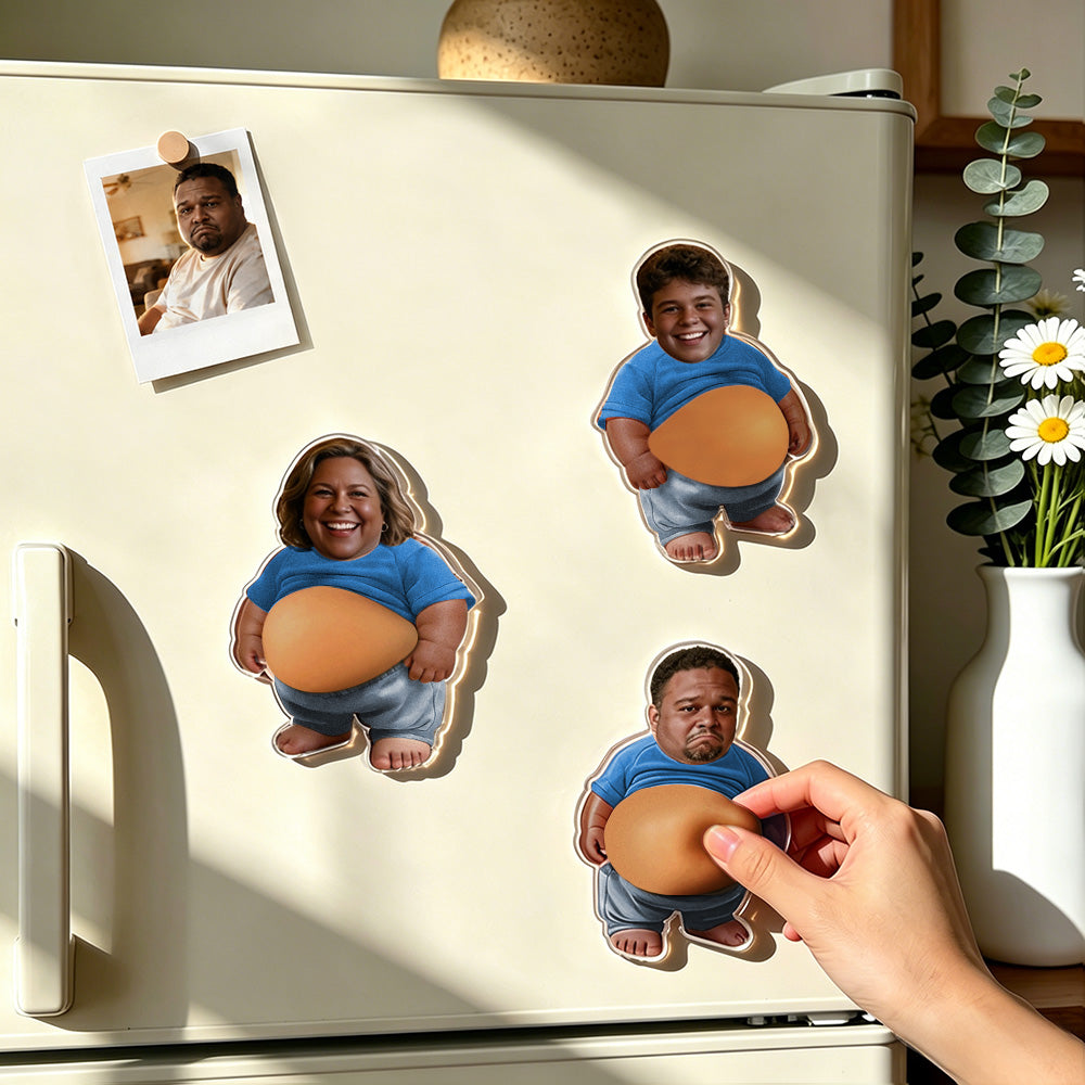Custom 3 Stickers Face Squishy Belly Anti-collision Fridge Magnet – Soft Squeeze Belly Cute Funny Father's Day