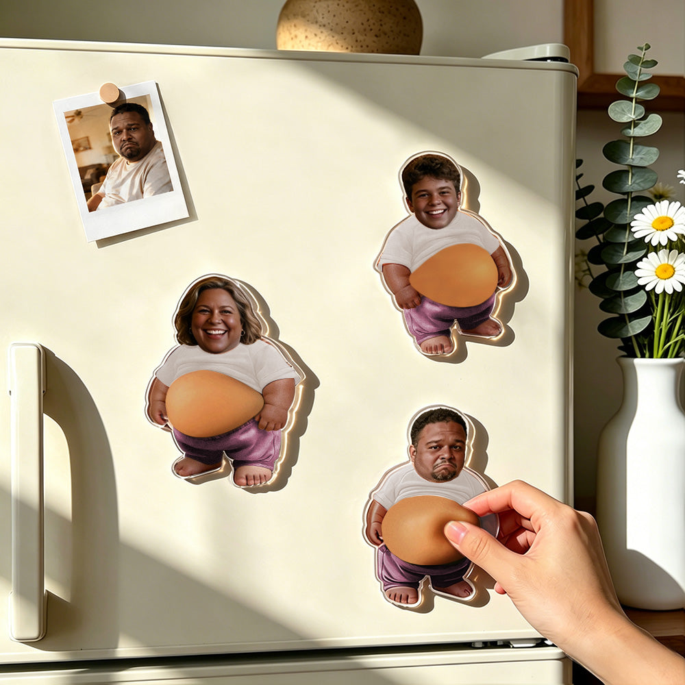 Custom 3 Stickers Face Squishy Belly Anti-collision Fridge Magnet – Soft Squeeze Belly Cute Funny Father's Day