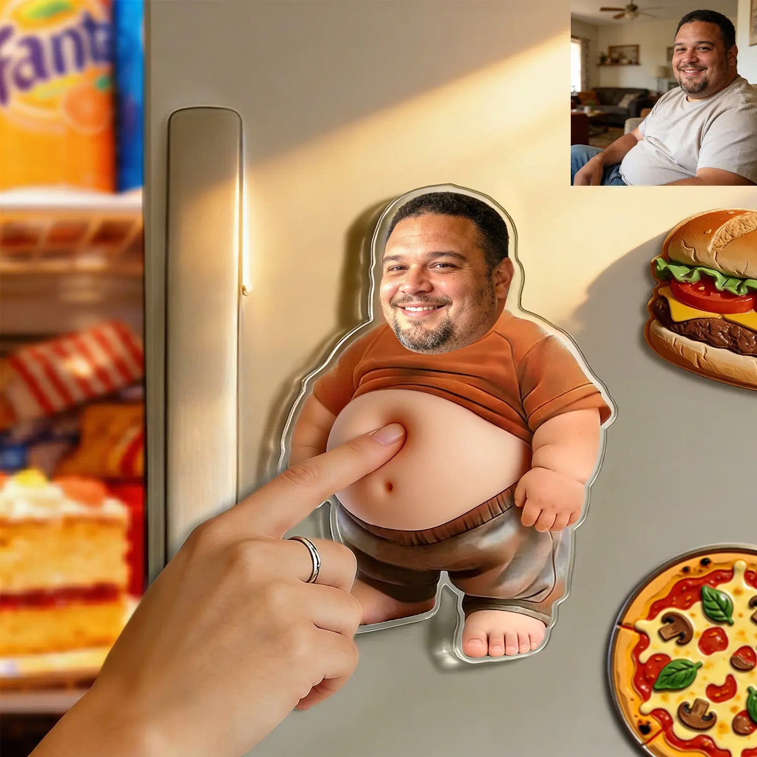 Custom 1 Stickers Face Squishy Belly Anti-collision Fridge Magnet – Soft Squeeze Belly Cute Funny Father's Day