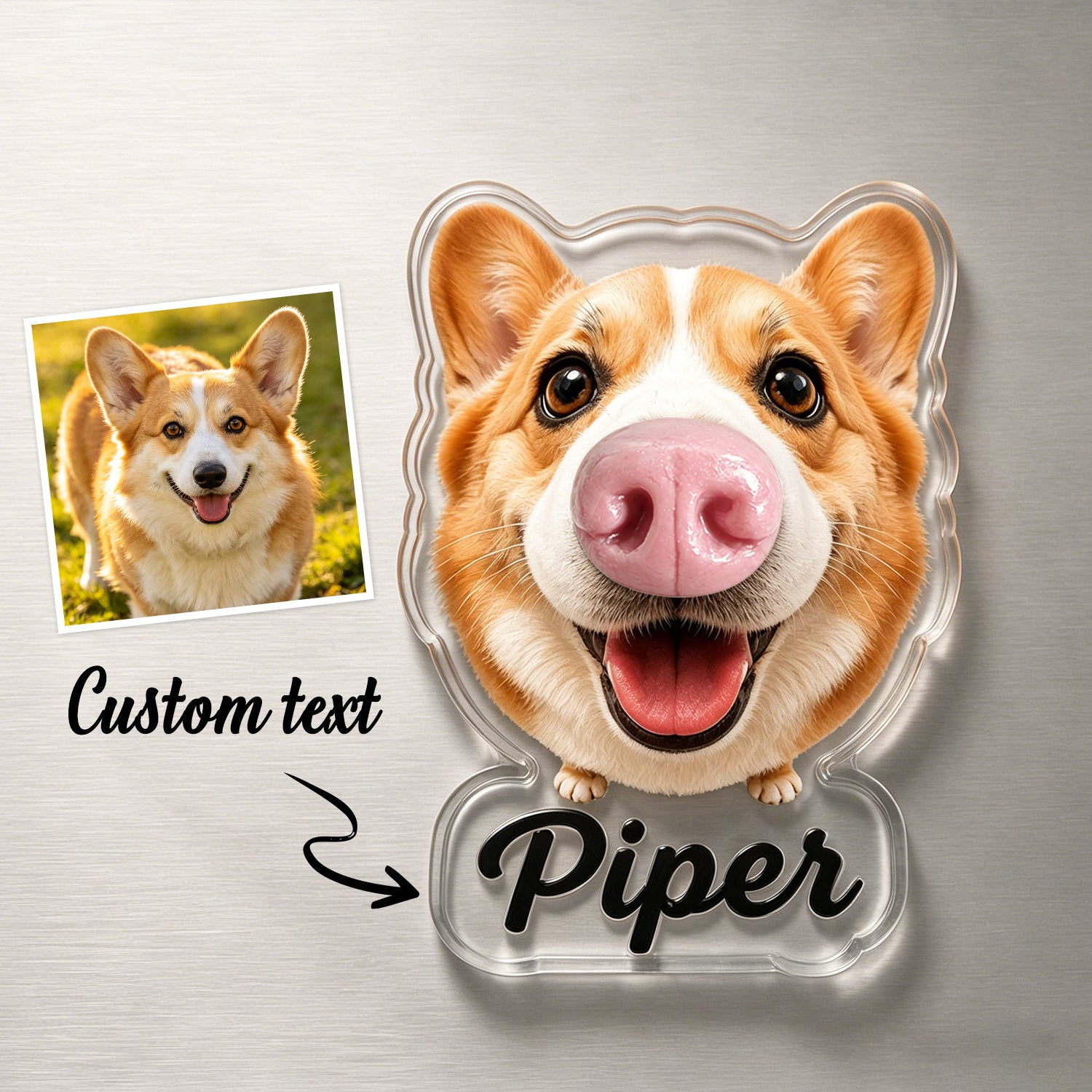Custom Dog Nose Squishy Fridge Magnet Sticker – Personalized Pet Nose Squeeze Toy with Custom Face & Name